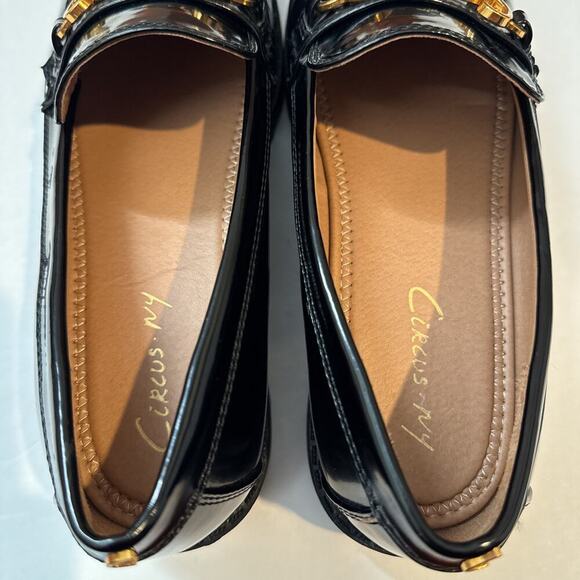 Circus NY by Sam Edelman Deana Loafers Black Patent Gold Chain Size 10 - Picture 6 of 11